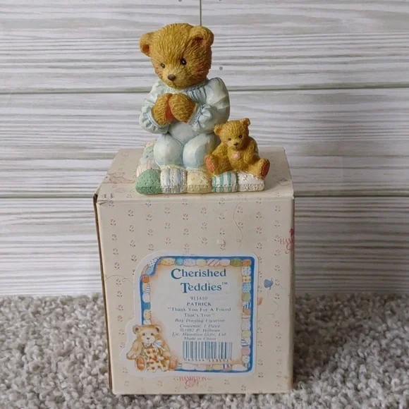 Cherished Teddies Vintage 1992 Resin Figurine 911410 Patrick Friend That's True - Picture 1 of 4